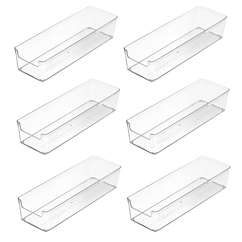 

6Pcs Transparent Drawer Storage Box Uncovered Compartment Box Refrigerator Kitchen Sundries Sorting Box