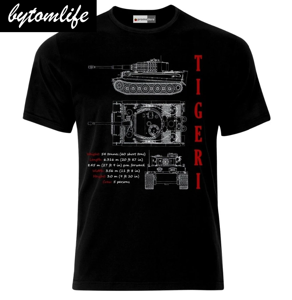 

Tiger 1 Tank Blueprint Patent German Army Panzer WW2 Wehrmacht T-Shirt 2019 Fashion Brand Men's Tops StreetWear T-shirt