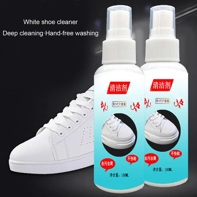 

100 мл Белый спрей для очистки обуви, средство для очистки кроссовок, эффективный мягкий спрей для удаления грязи, принадлежности для очистки спортивной обуви
