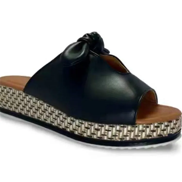 

Summer Women Leisure Fashion Bow Flat Sandals Sandals Comfortable Soft Bottom Women's Breathable Beach Sandals Large Size 36~43