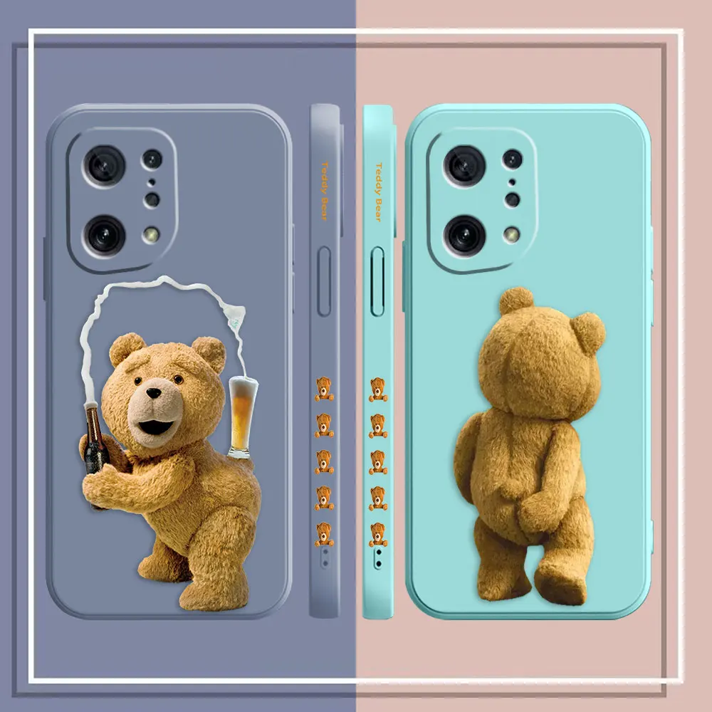 Чехол для OPPO FIND X6 X3 REALME X7 X50 RENO 2 4Z 4 6 Lite 5Z 5F 4G 5G PRO жидкий силикон мишка Т-Тедди