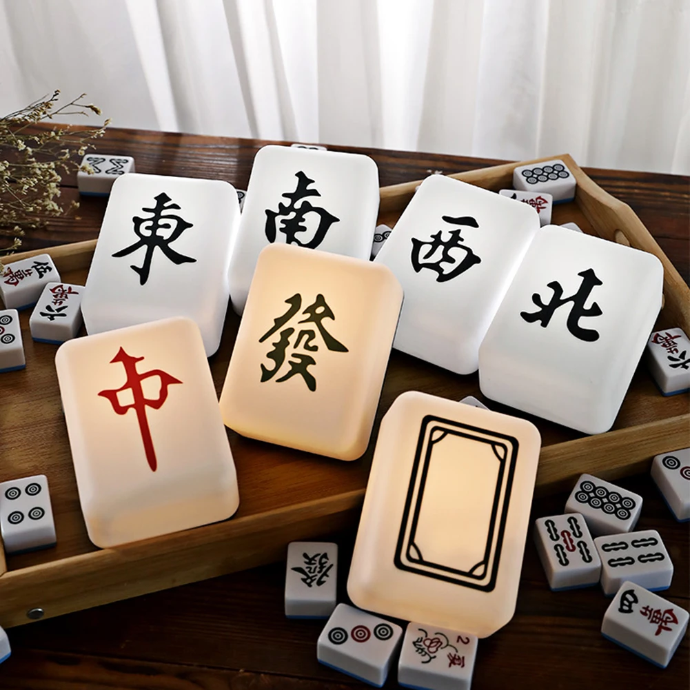 

Lucky Wealth Mahjong LED Night Light Rechargeable Atmosphere Lamp Soft Light Eye Protection Desk Lamp Ornaments Bedroom Decor