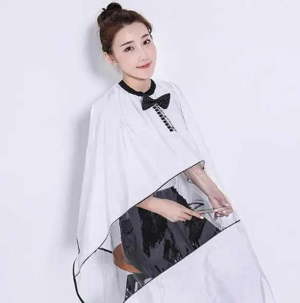 

Hairdressing Apron Barbershop Transparent Cut hair Cover Whtie