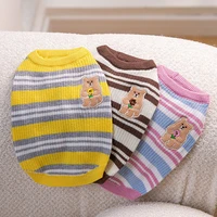 2022 bear patch pet winter clothes puppy embroidered contrast stripe sweater warm dog clothes than bear bottoming shirt