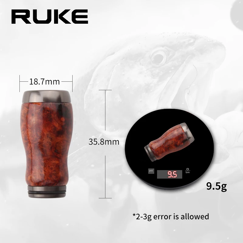 Ruke Fishing Spinning And Water-drop Fishing Reel Handle Accessory Red Sandalwood Material  For S/D  For Knob DIY Free Shipping