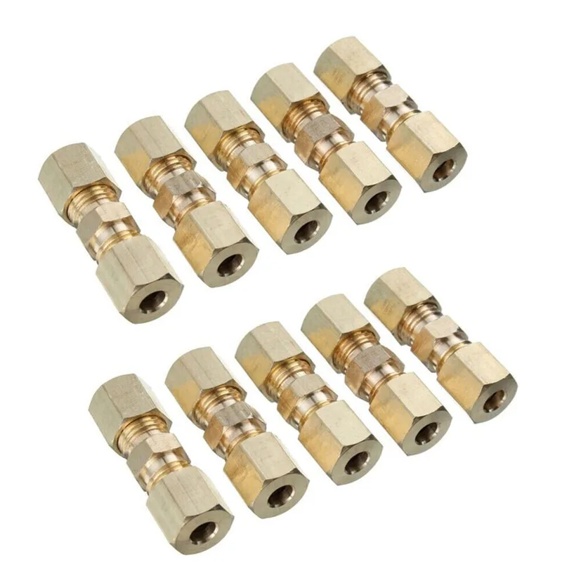 

10 PCS Brass Threaded Connector Kit 3/8" 10 Mm 5/16" 8 Mm Nipple Connector Compression Fittings Household Pumps Adapters