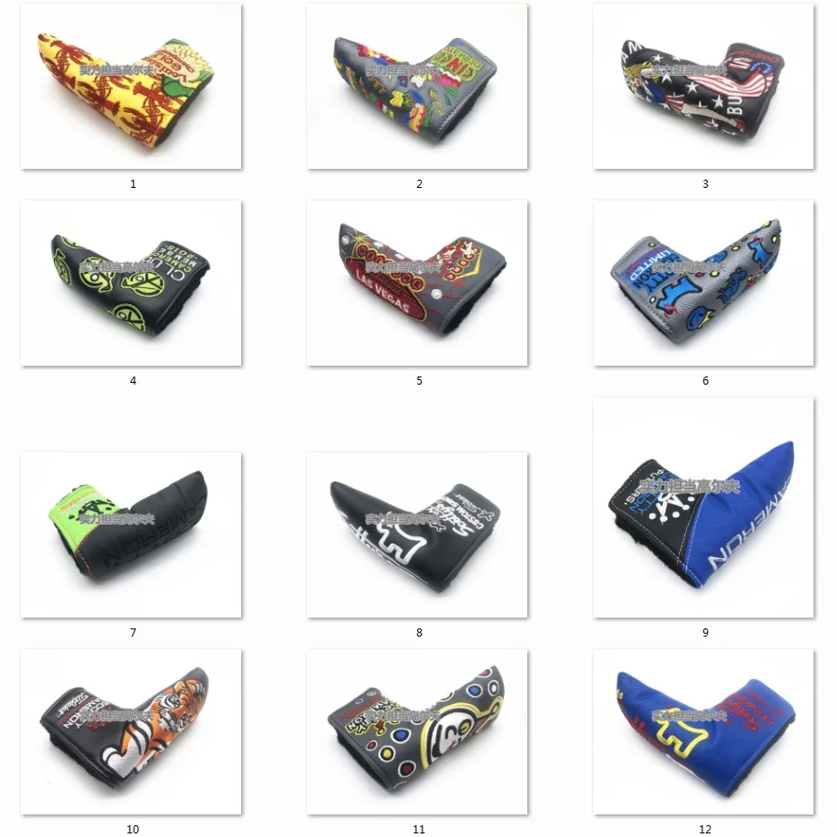

21 Colors Velcro Buckle High Quality Golf Club Putter Cover Ball Head Protection Pu Plush Straight Strip Putter Cover