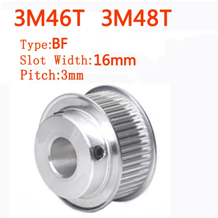 

3M46T 3M48T BF Type 3M Timing Pulley Slot Width 16mm Boss Aluminium Synchronous Wheel Pulleys Bore 6.35/12.7/8/10/12/15/16/20mm