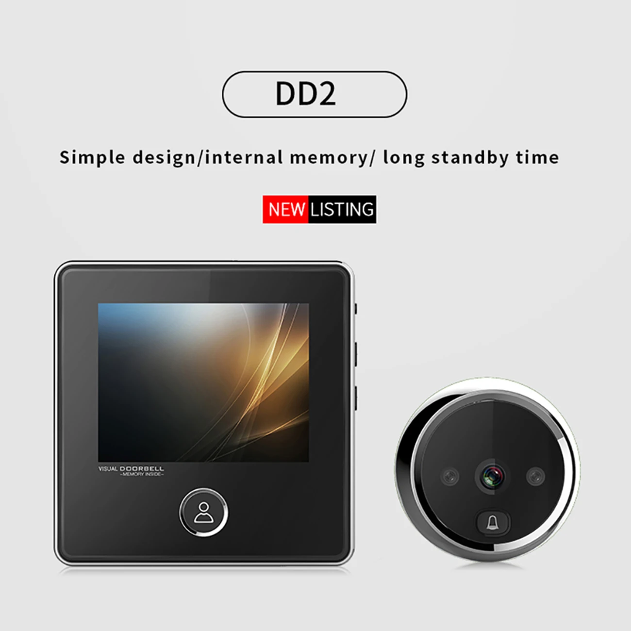 

DD2 3.0 Inch USB LCD Screen Digital Doorbell Infrared Night Vision Door Eye Viewer Electronic Peephole Camera Home Doorbell