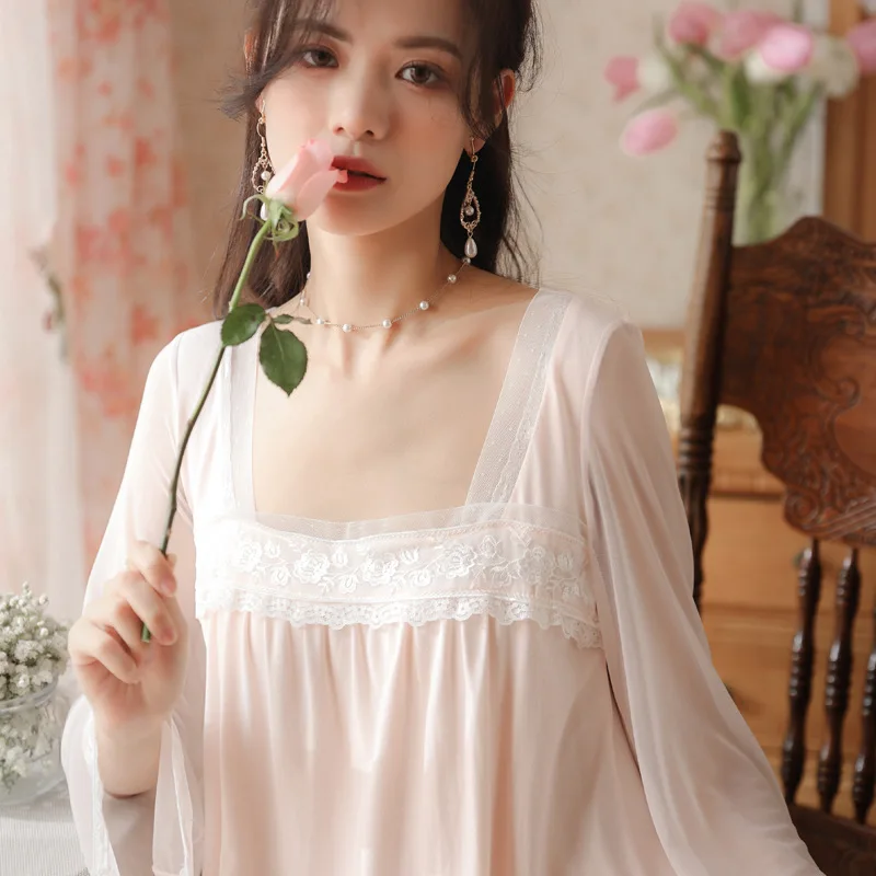 Roseheart Women Homewear White Pink Sexy Sleepwear Night Dress Lace Backless Nightwear Luxury Nightgown Female Gown Plus Size