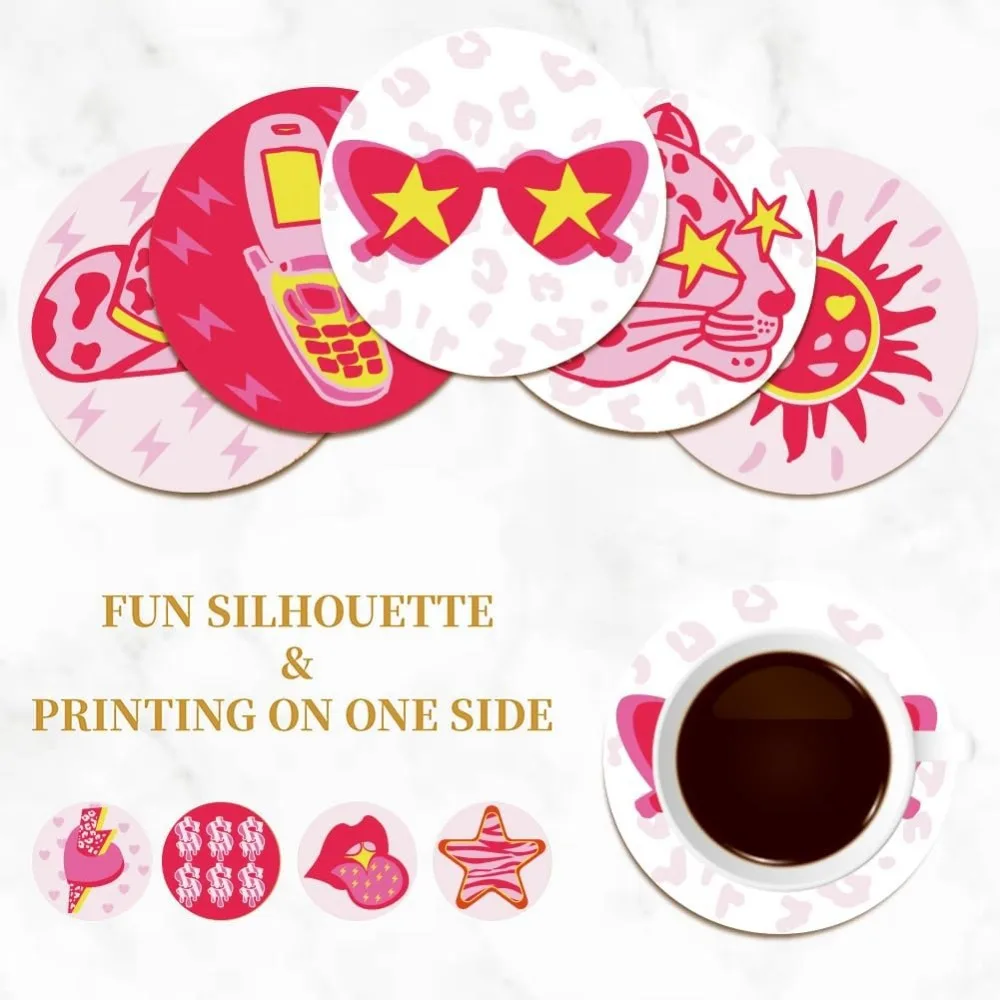 9 шт. подставки для напитков розовые Preepy шляпа солнцезащитный телефон звезда