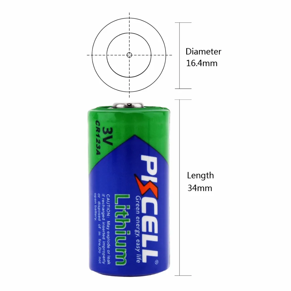 

2pcs*PKCELL CR123A CR123 CR 123 123A 16340 CR17345 17345 1500mAh 3V Lithium Photo Battery primary batteries