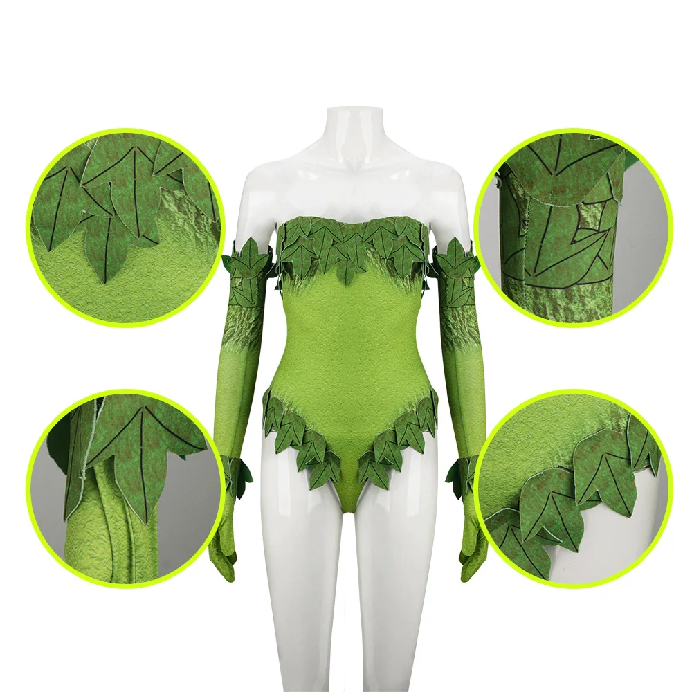Poison Ivy Costume for Women Sexy Pamela Lillian Isley Cos Bodysuit Halloween Superhero Cosplay Outfits