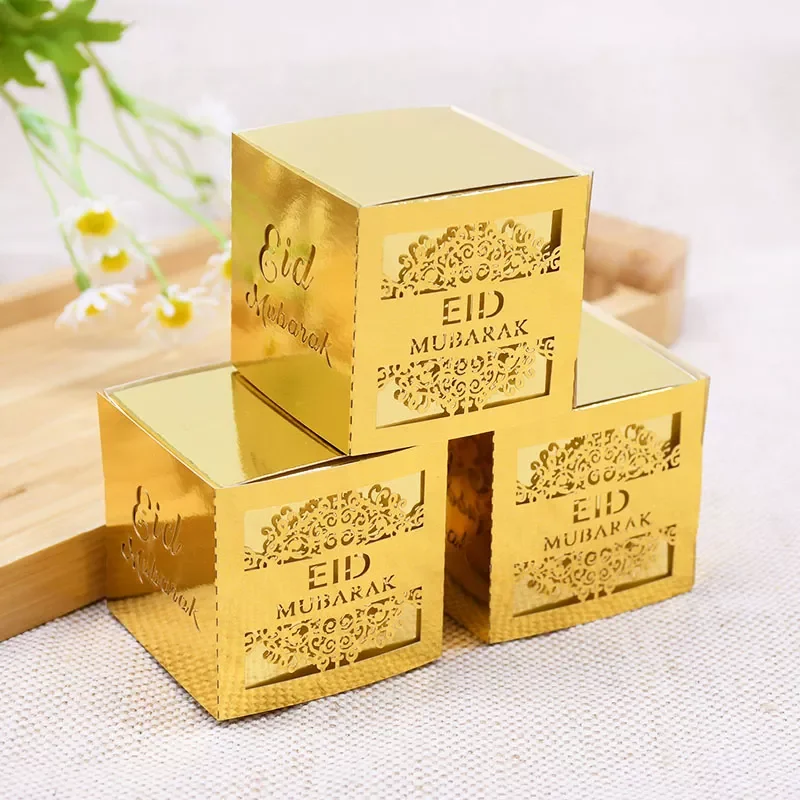 

JMT 5/10pcs Eid Mubarak Chocolate Candy Box Ramadan Favor Gift Box Islamic Muslim Festival Happy Al-Fitr Eid Party Supplies