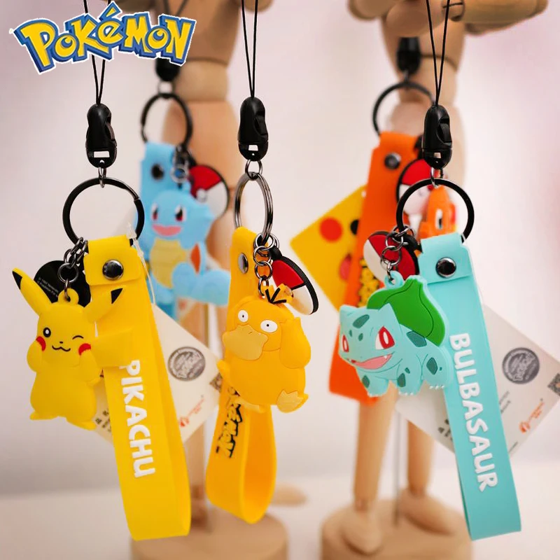 

Pvc Pikachu Series Key Chain Cartoon Key Chain Elf Pokémon Pendant Wonderful Frog Seed Jenny Turtle Can Reach Duck