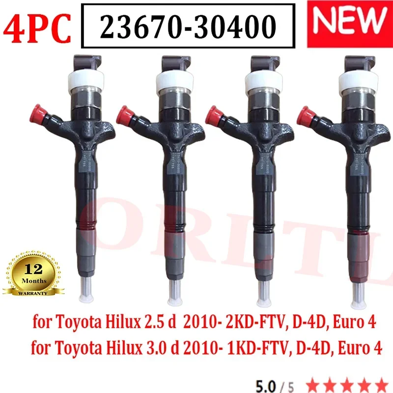 4 шт. новый 23670-30400 дизельный топливный инжектор Common Rail 2367030400 Для Toyota Hilux 2.5/3.0d 2010-