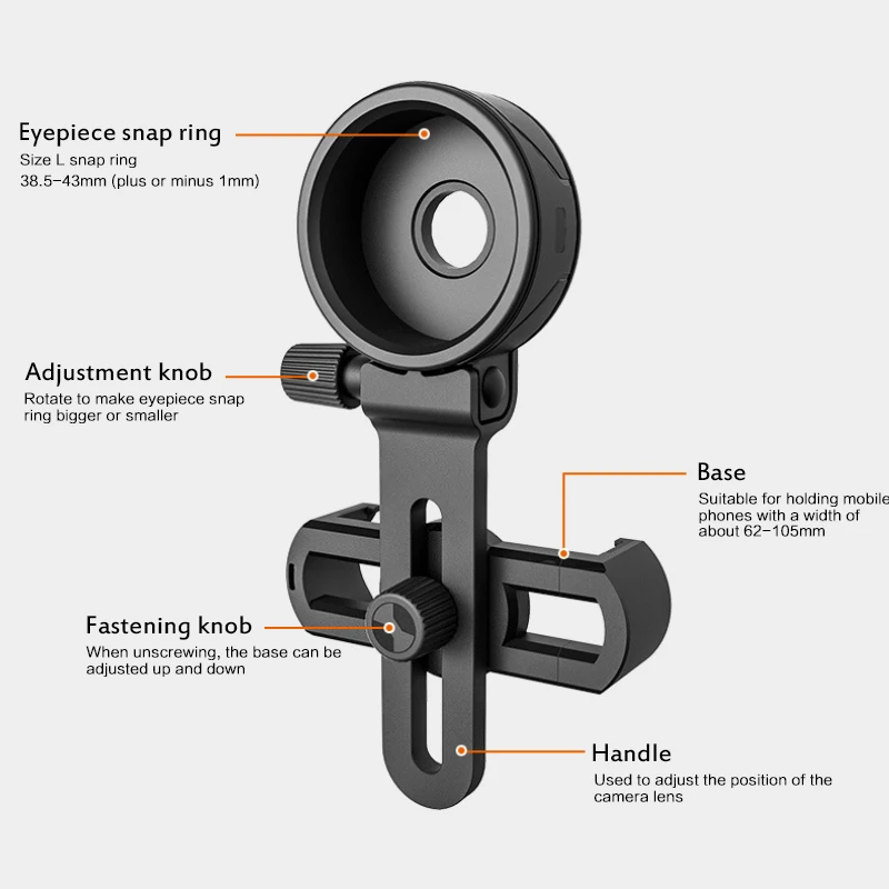 

Cell Phone Adapter With Spring Clamp Mount Monocular Microscope Binoculars Telescope Mobile Phone Clip