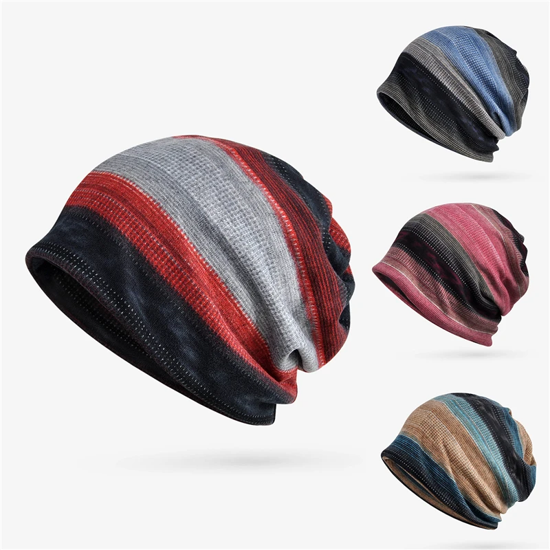 

Sport Running Cap Stripe Women Men Breathable Stretch Hat Autumn Winter Plush Neck Warmer Earmuff Hat