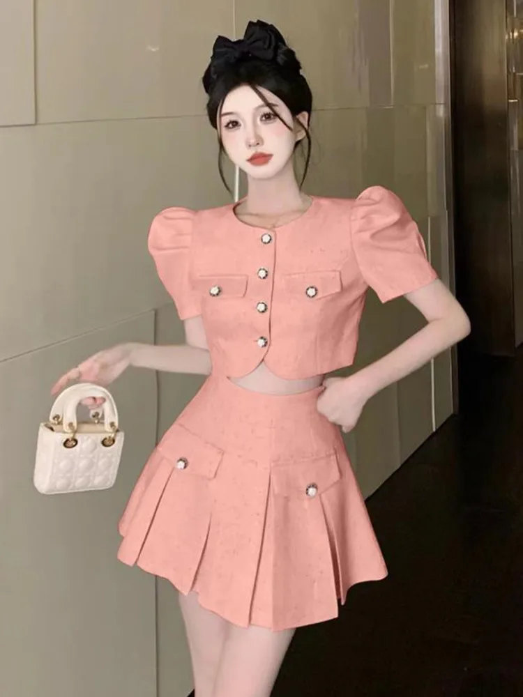 

Женский винтажный комплект из двух предметов, пиджак и плиссированная юбка в Корейском стиле