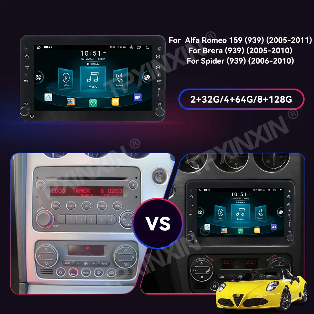 Автомагнитола для Alfa Romeo 159 мультимедийный проигрыватель Brera Spider (939) 2005 ~ 2011 Android GPS