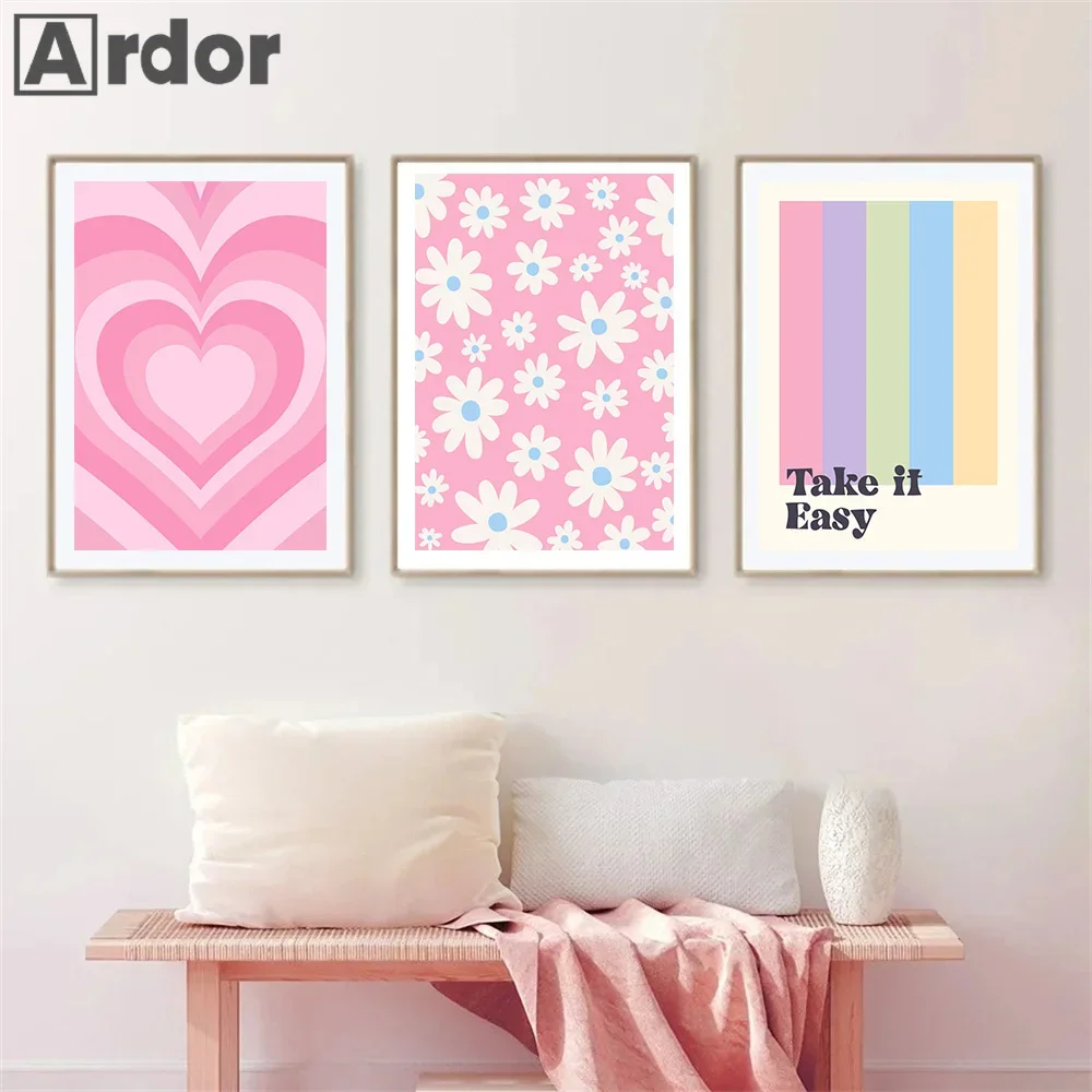 Розовая Аура градиентный постер ангел настенный художественный принт