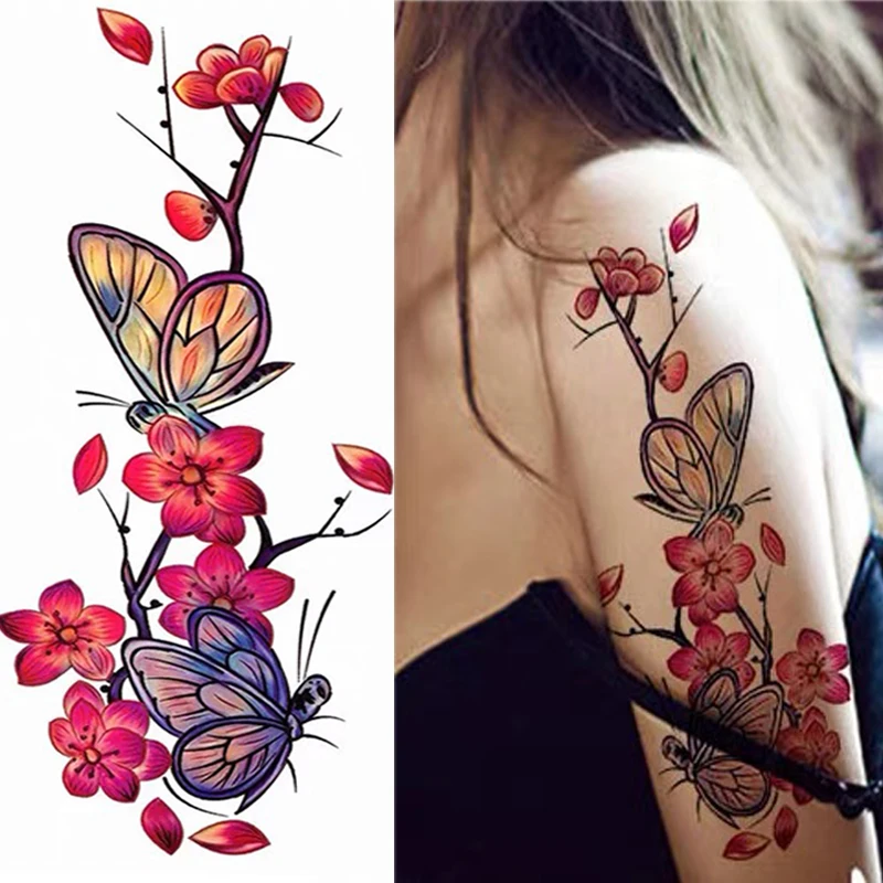 

Temporary Tattoo Sticker 3D Large Sexy Rose Flowers Water Transfer Body Back Arm Waterproof Lasting Wrist Flash Fake Tattoo