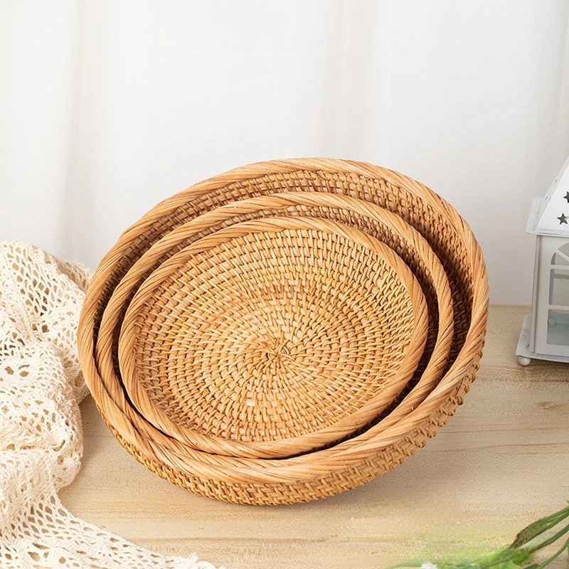 

Vine woven storage basket Creative household fruit plate snack box Candy basket Tea table storage basket rattan basket