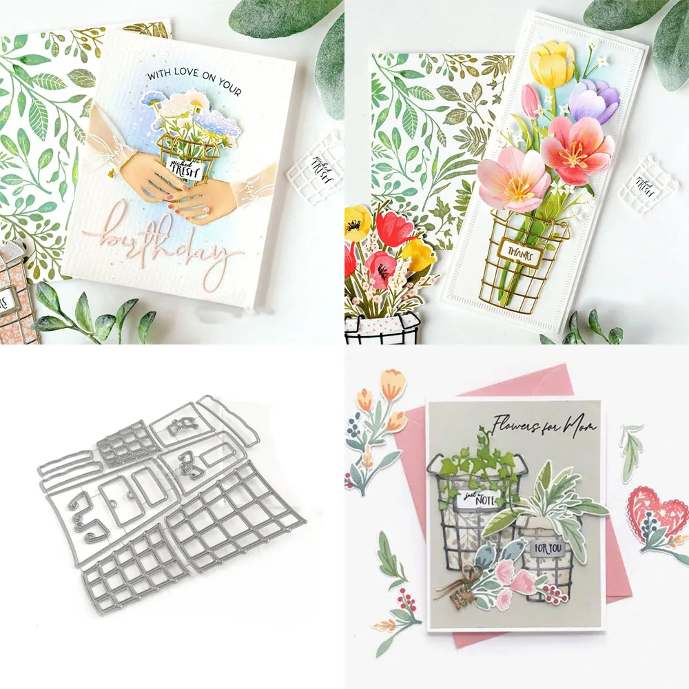 

Flower Basket Combination Metal Cutting Dies DIY Scrapbooking Cut Die Photo Album Card Craft Knife Mould Blade Punch New 2022