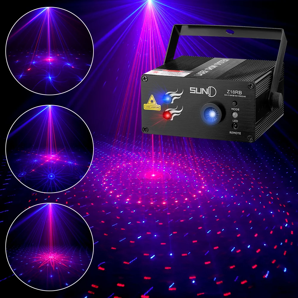 

SUNY 18 RB Patterns Laser Light Blue LED Stage Light Sound Activated Gobo Projector Show for Club Bar DJ Disco Home Party(Z18RB)