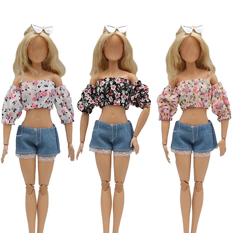 

Инновационный и практичный изысканный цветочный джинсовый брючный комплект с рукавом-пузырьком 29 см аксессуары для кукольной одежды много стилей на выбор