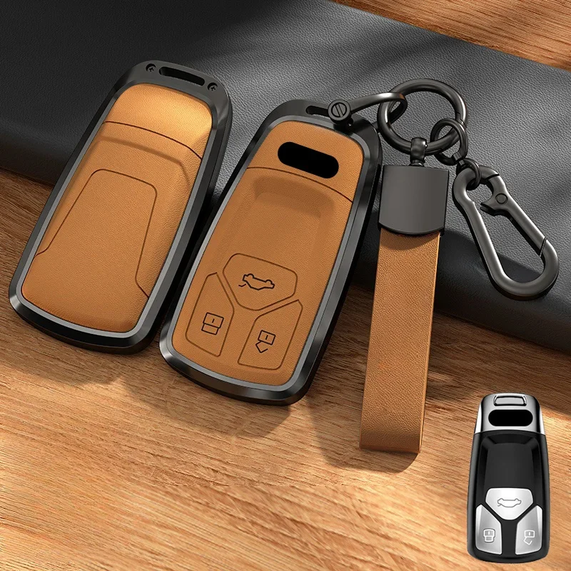 Кожаный Автомобильный Брелок для смарт-ключей из алюминиевого сплава брелок Audi A4