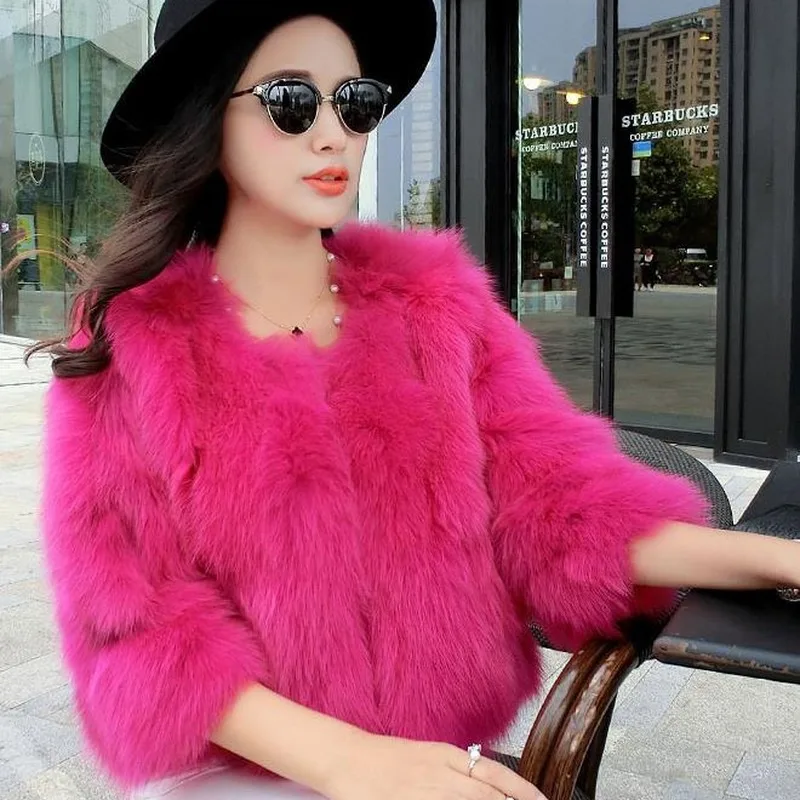 Thick Warm Fur Coat Winter Fashion O-neck Faux Fur Jacket Fluffy Plus Size Solid Color Elegant Plush Fur Coats Outerwear 2021