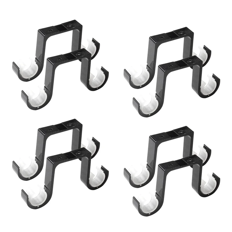 

8Pcs Double Curtain Rod Brackets Ceiling Mount Supports Aluminum Alloy Black