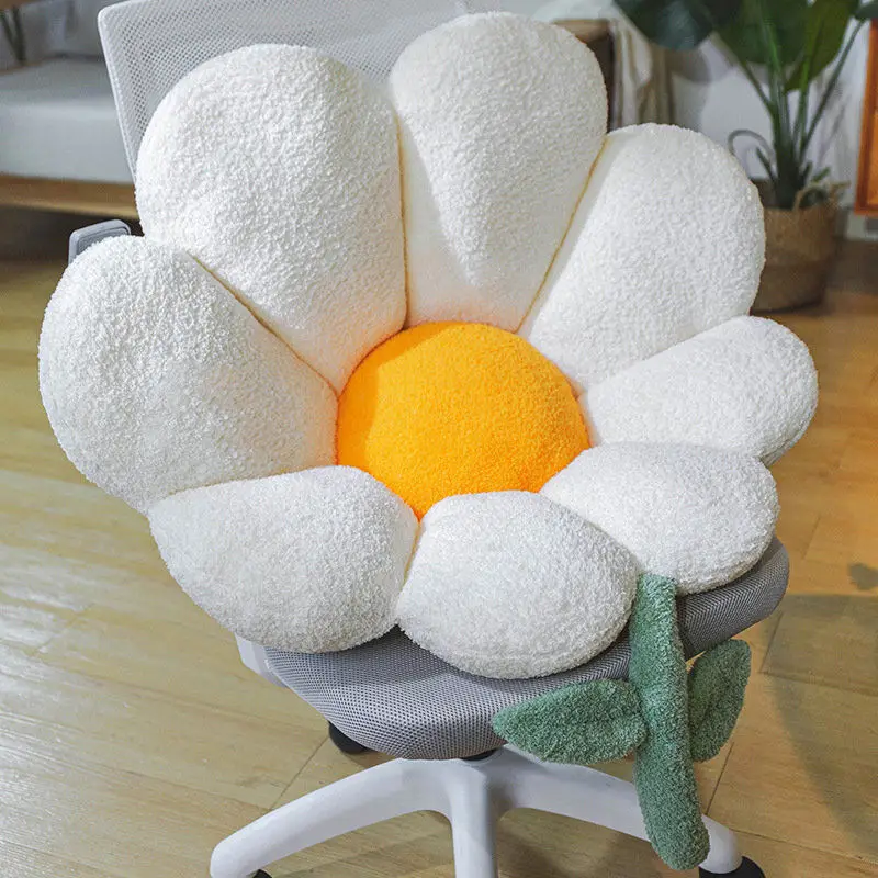 

Ins Flower Pillow Office Chair Lumbar Back Cushion Girly Room Cute Plush Sofa Throw Pillows Soft Elastic Decor Cushions Winter