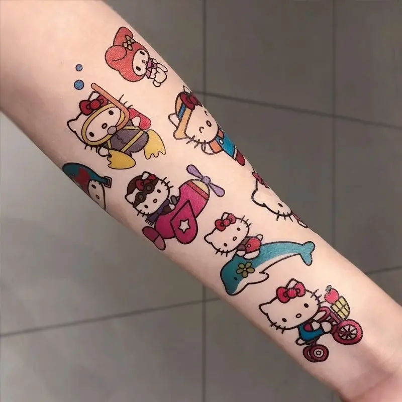 

22Pcs Kawaii Sanrios Tattoo Stickers Kitty Kuromi My Melody Cartoon Anime Waterproof Lasting Girl Heart Stickers Gifts for Girls