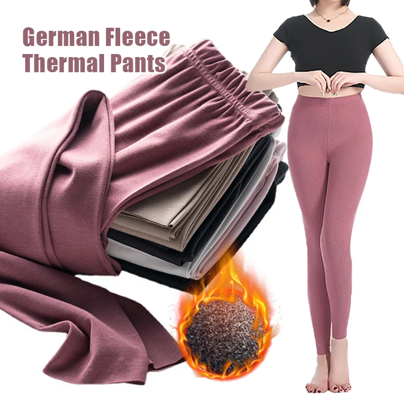 

Autumn And Winter Hot German Velvet Warm Long Johns Women's Elastic High Waist Slim Double-sided Brushed Solid Color Leggings