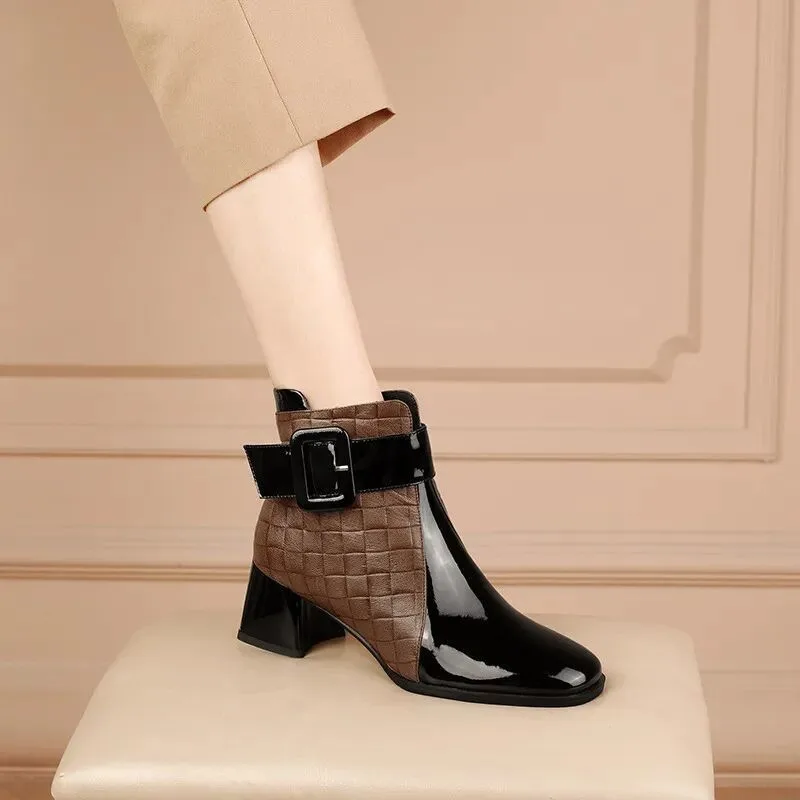 

Chelsea Boots British Style Women's Ankle Boots New Patent Leather Winter Shoes Ankle Boots Pointed Toe Women Boot Zapatos Mujer