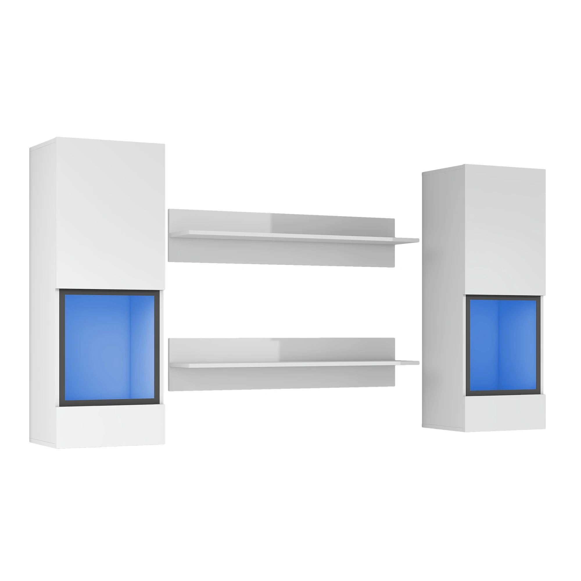 4 PCs Modern High Gloss Wall Mount Floating Entertainment Ce