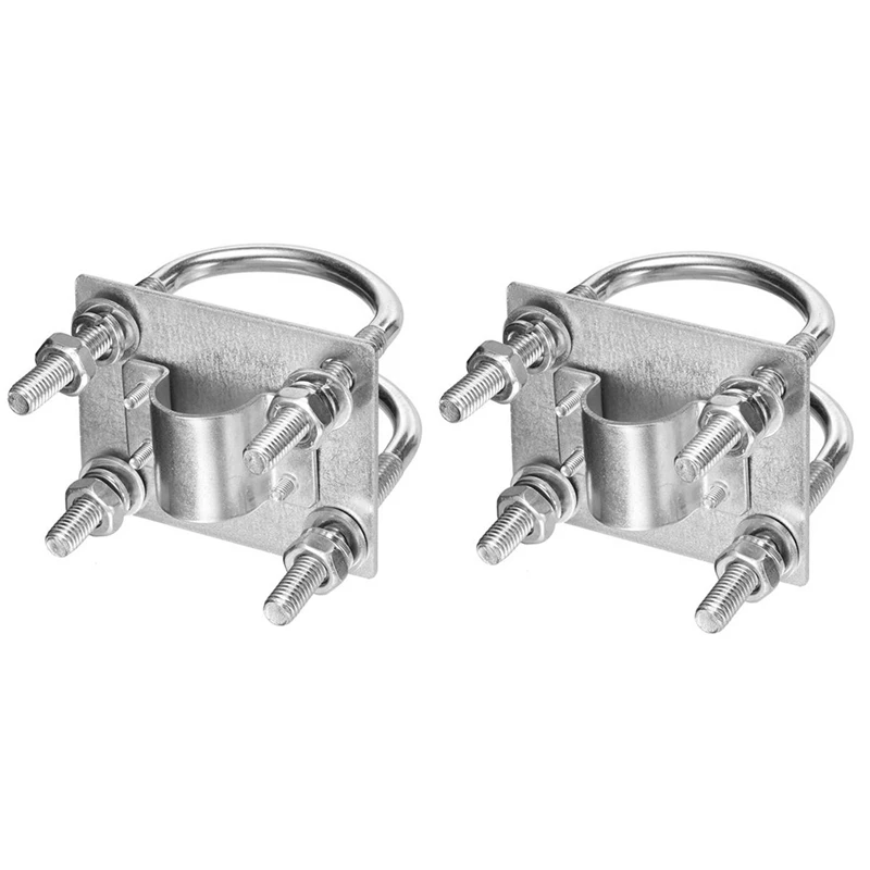 

New 2 Pcs Antenna Mast Clamp Bracket With U-Bolts Anti-Rust Clamp Panel Pipe Mounting Hardware For Outdoor Lora Antenna