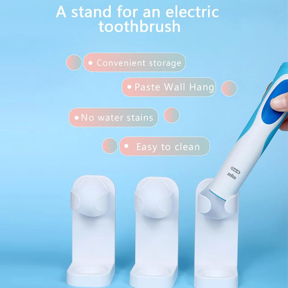 

1Pc Electric Toothbrush Holder Storage Rack Plastic 5*4.3*10cm 30g Stick-on Wall-mounted Punch-free Spare Tools For Home Dector