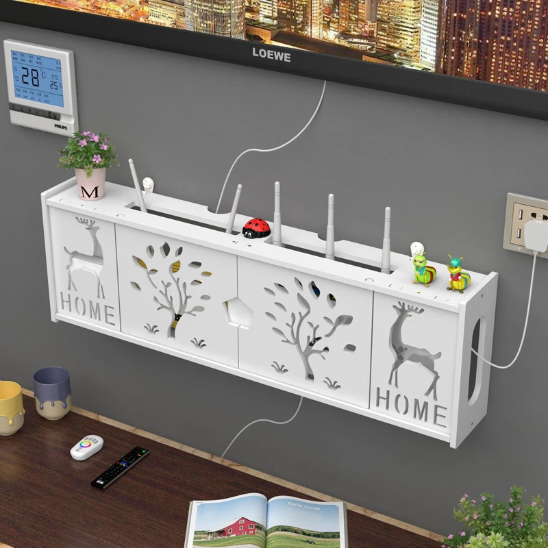 

Storage Tv Mounted Wall Free Room Set-top Box Block Living Wifi Shelving Decoration Box Router Decoration Box Punching