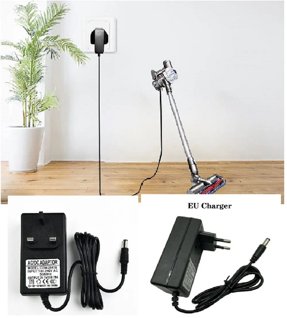 

26.1V Vacuum Cleaner Battery Charger Power Cable Plug Adapter For DYSON V6 V7 V8 DC58-DC74 Vacuum Cleaner Accessories Chargers