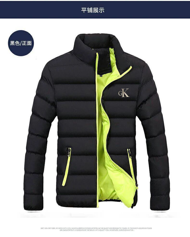 Homens jacke blusão algodão acolchoado jaqueta casual esportes outono inverno masculino gola quente grosso parkas jaqueta juvent