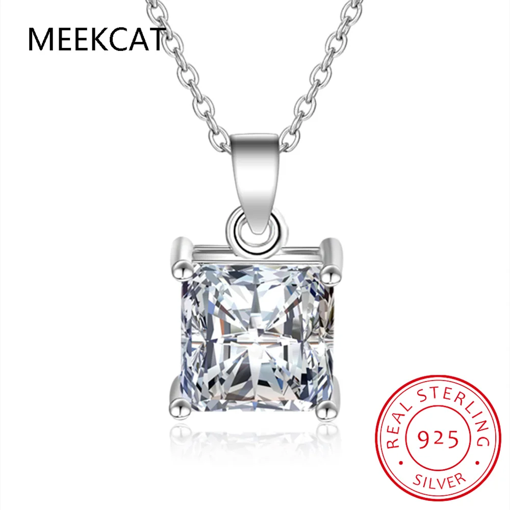 1 2 карата 9*9 мм кулон с муассанитом огранки принцессы для женщин ожерелье из