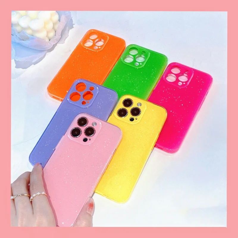 Роскошный блестящий неоновый чехол ярких цветов для iPhone 15 14 13 11 12 Pro XR X XS Max 7 8 Plus