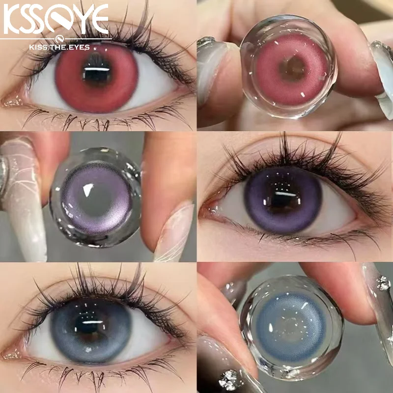 

KSSEYE 2PCS Colored Contact Lenses for eyes Red Lense Large Pupils Korean Contacts Grey Blue Natural Lens Fast and Free Delivery