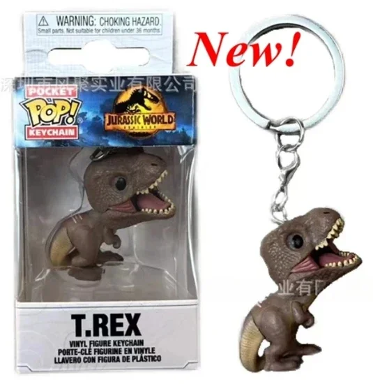 Фото Коллекционная фигурка FUNKO Pocket Jurassic: Теризинозавр, Аквилопс, Велоцираптор, Синий Тираннозавр Рекс — Брелок-фигурка, подарок, игрушка №4