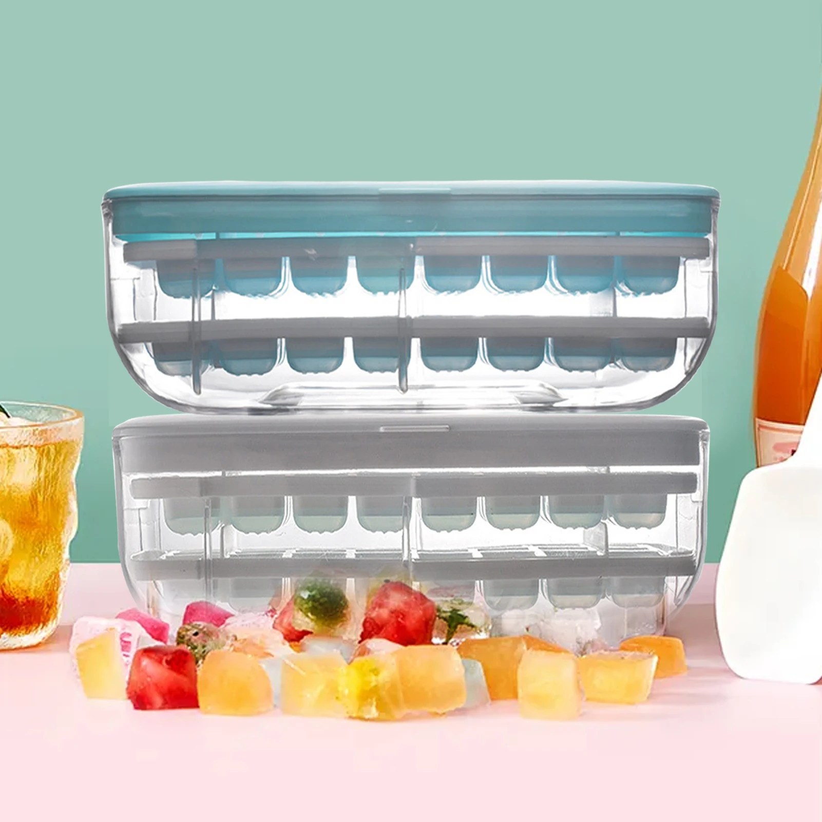

Ice Cube Tray With Lid And Cover Ice Cube Bin Bucket Tray With Lid And Cover 48 Ice Cubes Ice Molds With Ice Holder Container