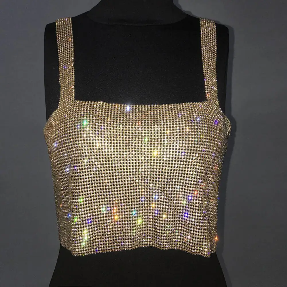 

Crop Top Sexy Breathable Hollow Solid Color Crop Top Vest Top for Party