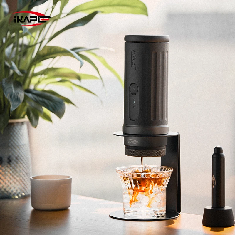 Фото Портативная беспроводная электрическая кофемашина IKAPE с Bluetooth, кофемашина, подходящая для начинающих, с портафильтром для эспрессо 51/58 мм №1